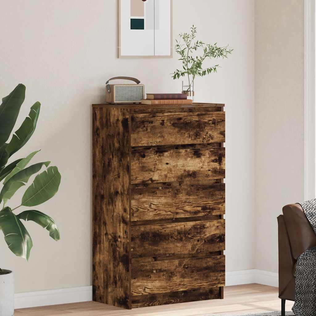 Schubladenschrank Räuchereiche 60x36x103 cm Holzwerkstoff